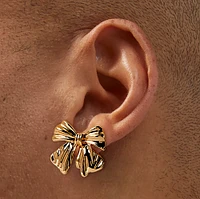 Gold-tone Bow Clip-On Earrings
