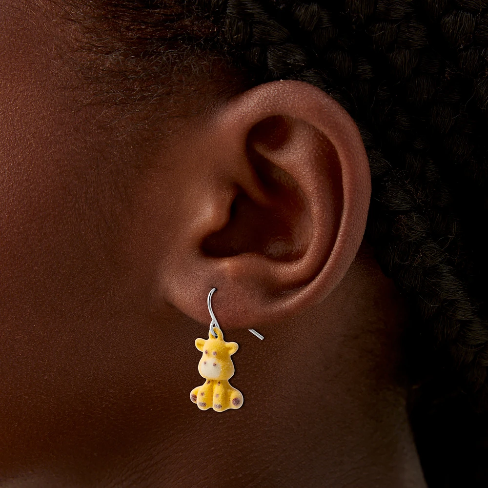 Fuzzy Giraffe Drop Earrings