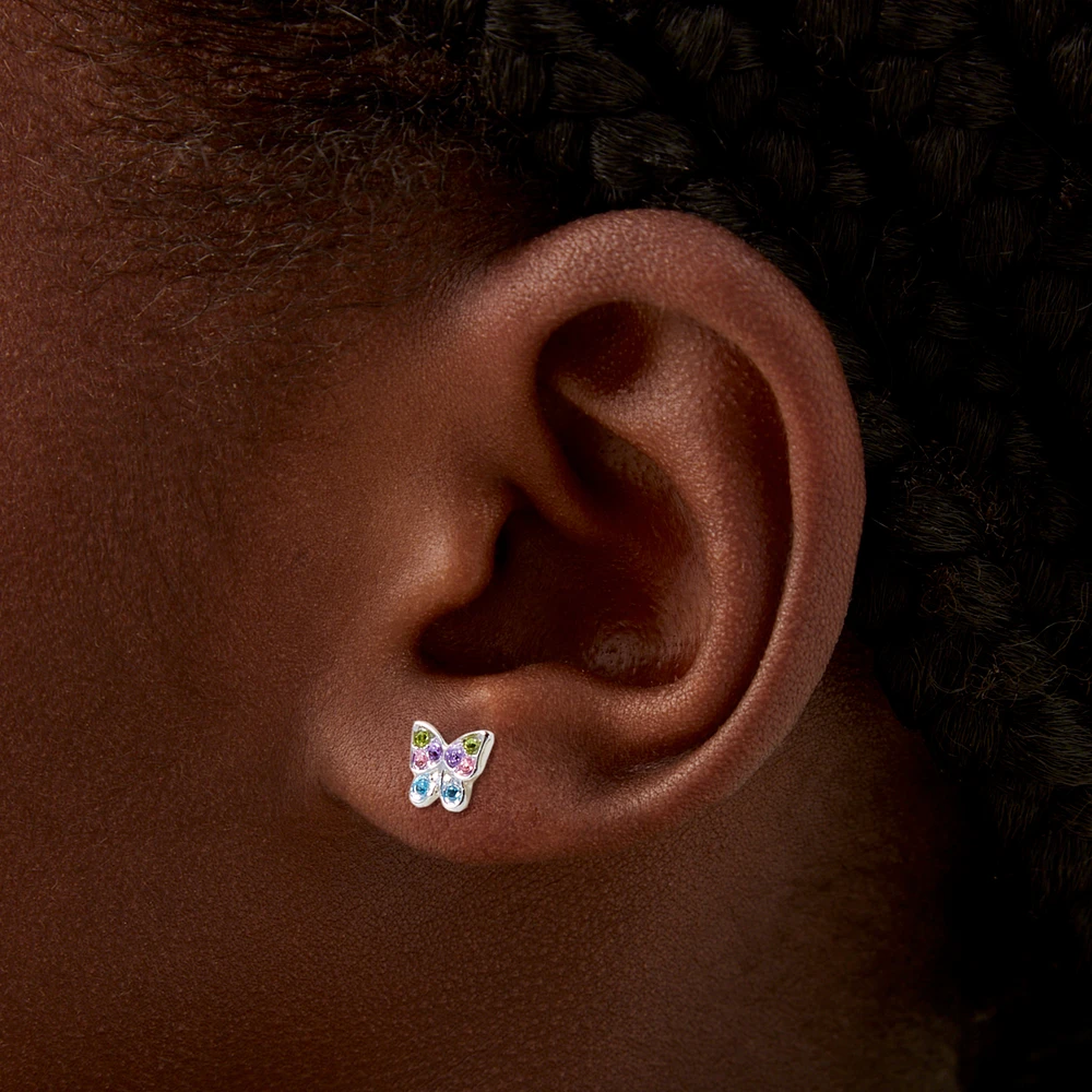 Silver Crystal Unicorns Stud Earrings - 9 Pack