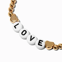 ''Love'' Gold-tone Beaded Stretch Bracelet 