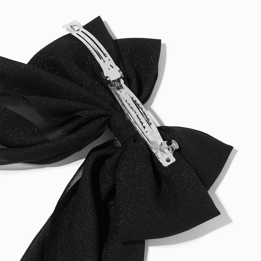 Black Long Tail Hair Bow Clip