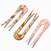 Blush Pink Marble U-Shaped Hair Pins - 3 Pack