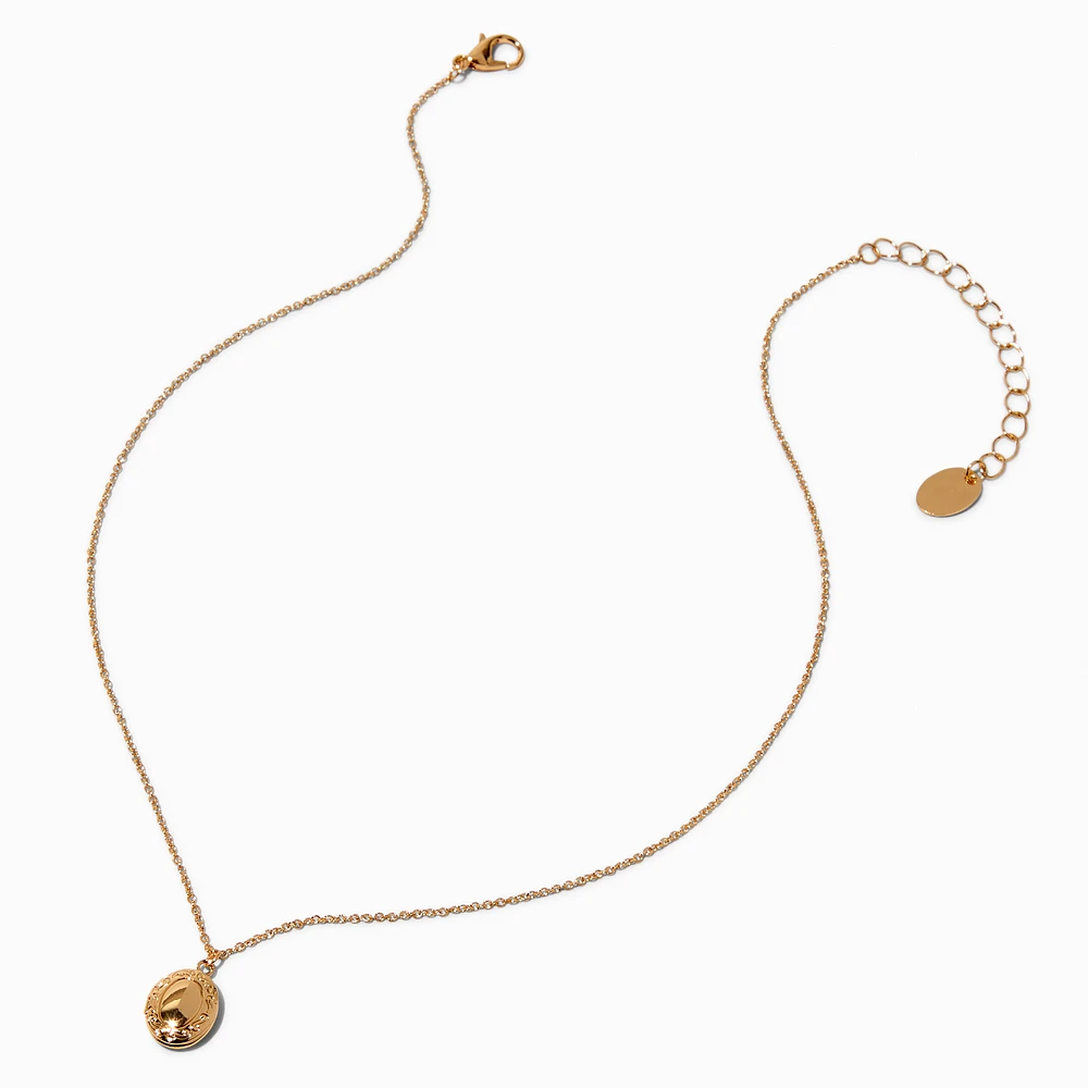 Gold-tone Mini Locket Pendant Necklace