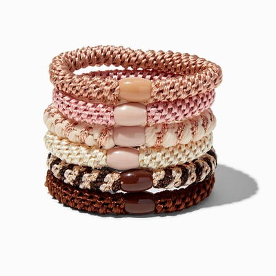 Boho Tonal Beaded Woven Hair Ties - 6 Pack