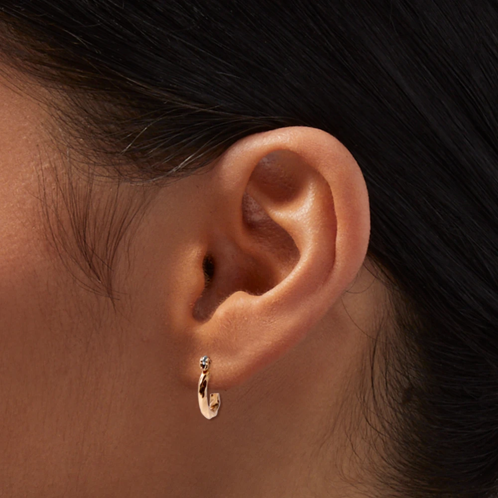 Gold-tone Twisted 10mm Mini Hoop Earrings