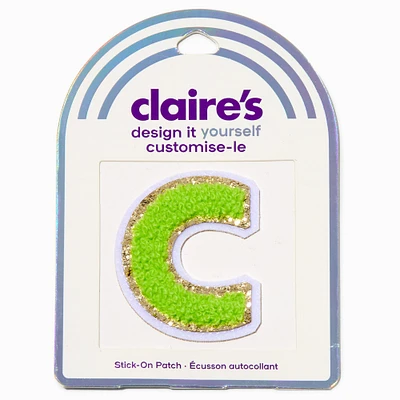 Lime Green C Initial Stick-On Patch