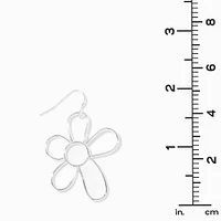 Silver-tone Daisy Outline 1" Drop Earrings