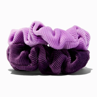 Purple Ribbed Hair Scrunchies - 2 Pack