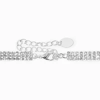 Silver Crystal Fringe Statement Necklace & Drop Earrings Set - 2 Pack