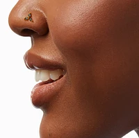 20G Gold-tone Stainless Steel Three-Stone Crystal Nose Stud
