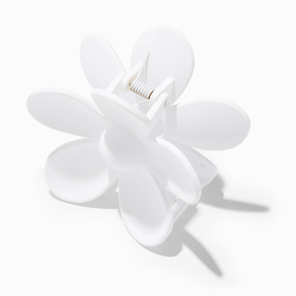 White Matte Flower Hair Claw
