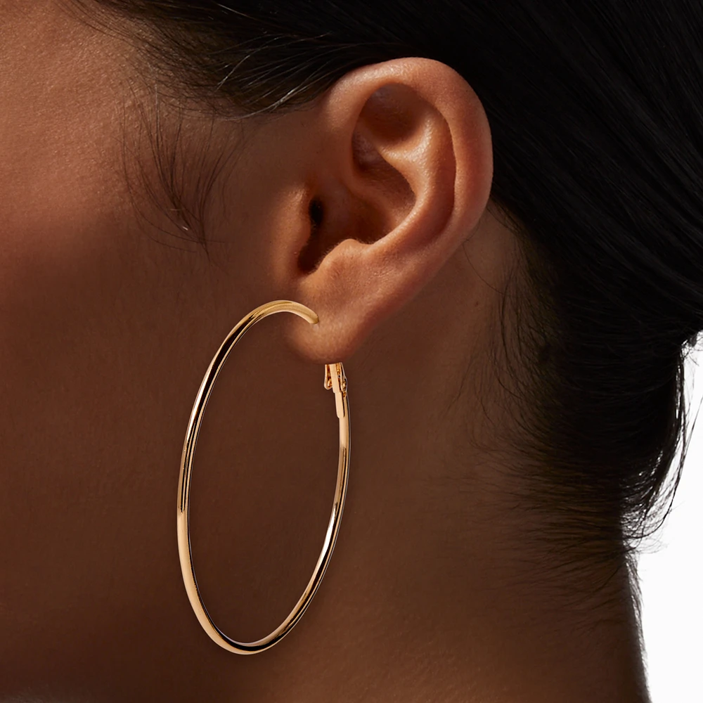 Gold-tone 40mm 50mm, & 60mm Graduated Hoop Earrings - 3 Pack