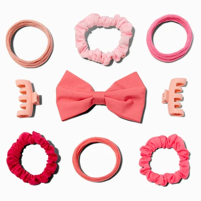 Claire's Club Pink Hair Bow & Hair Tie Set - 9 Pack