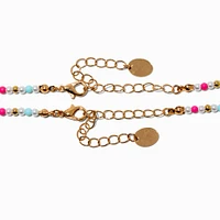 Best Friends Besties Happy Face Beaded Choker Necklaces - 2 Pack