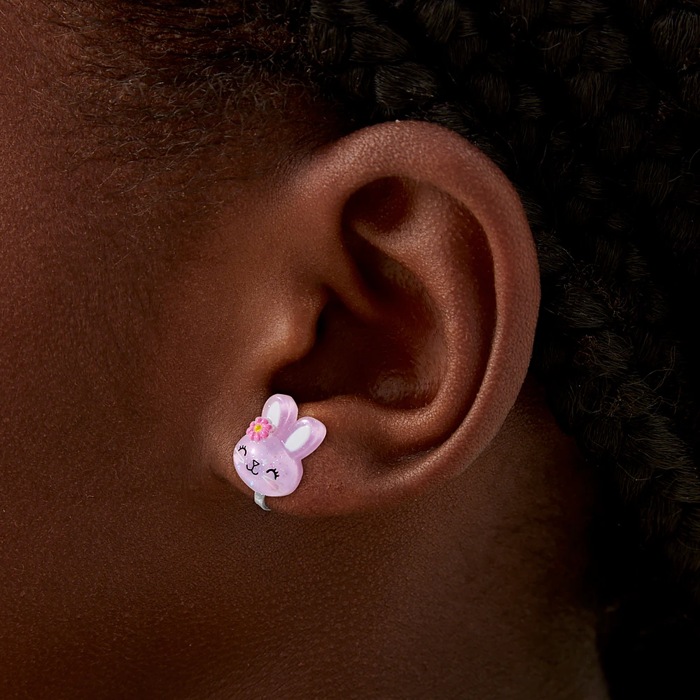 Purple Bunny Clip-On Stud Earrings