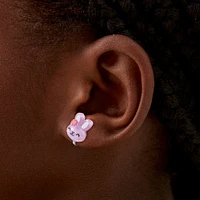 Purple Bunny Clip-On Stud Earrings