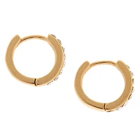 Gold-tone Crystal 10mm Huggie Hoop Earrings