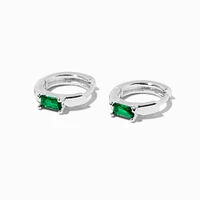 Emerald Green Cubic Zirconia 10mm Hoop Earrings