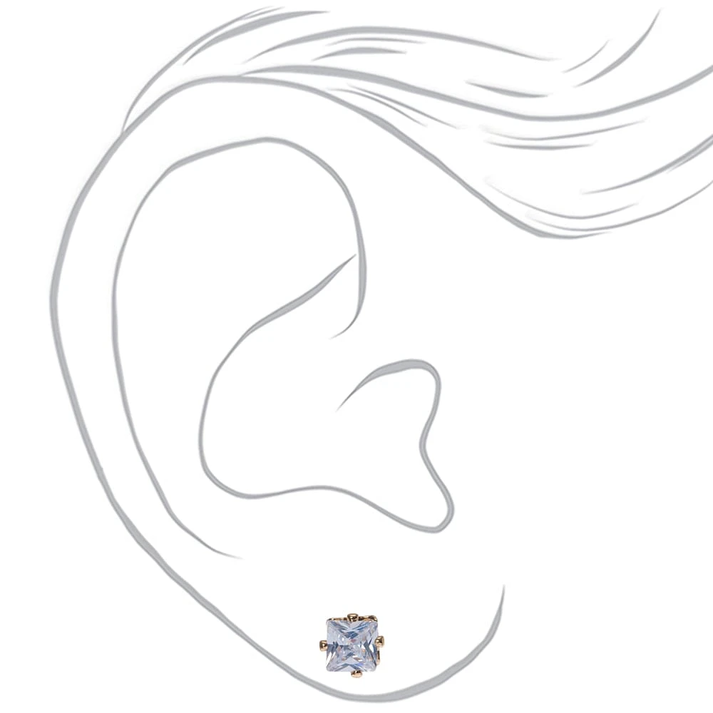 Rose Gold-tone Cubic Zirconia 5mm Square Stud Earrings