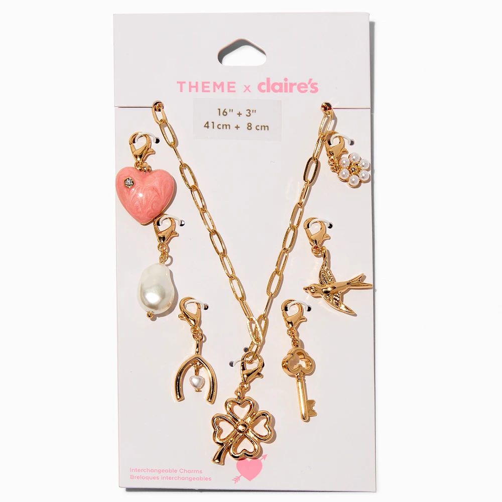 T H E M E x Claire's Gold-tone Paperclip Chain Lucky Charm Necklace