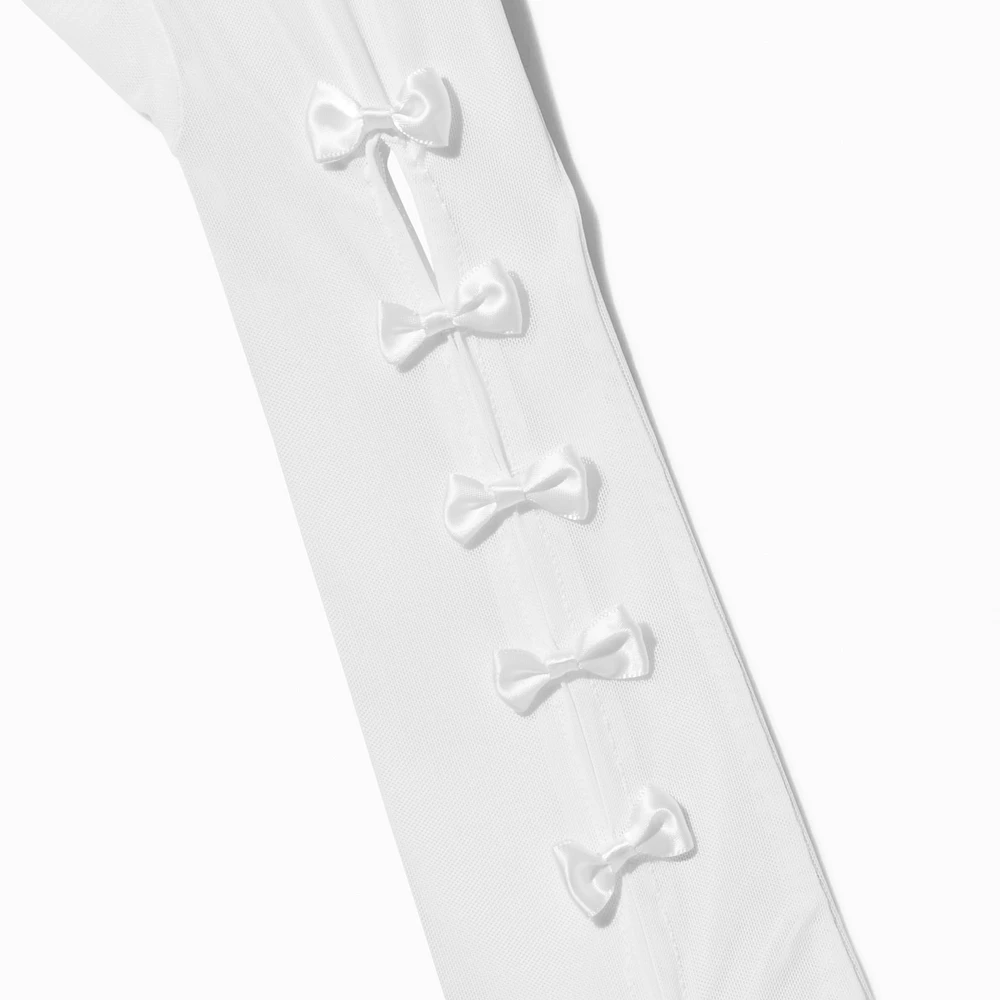 White Satin Bow Long Gloves