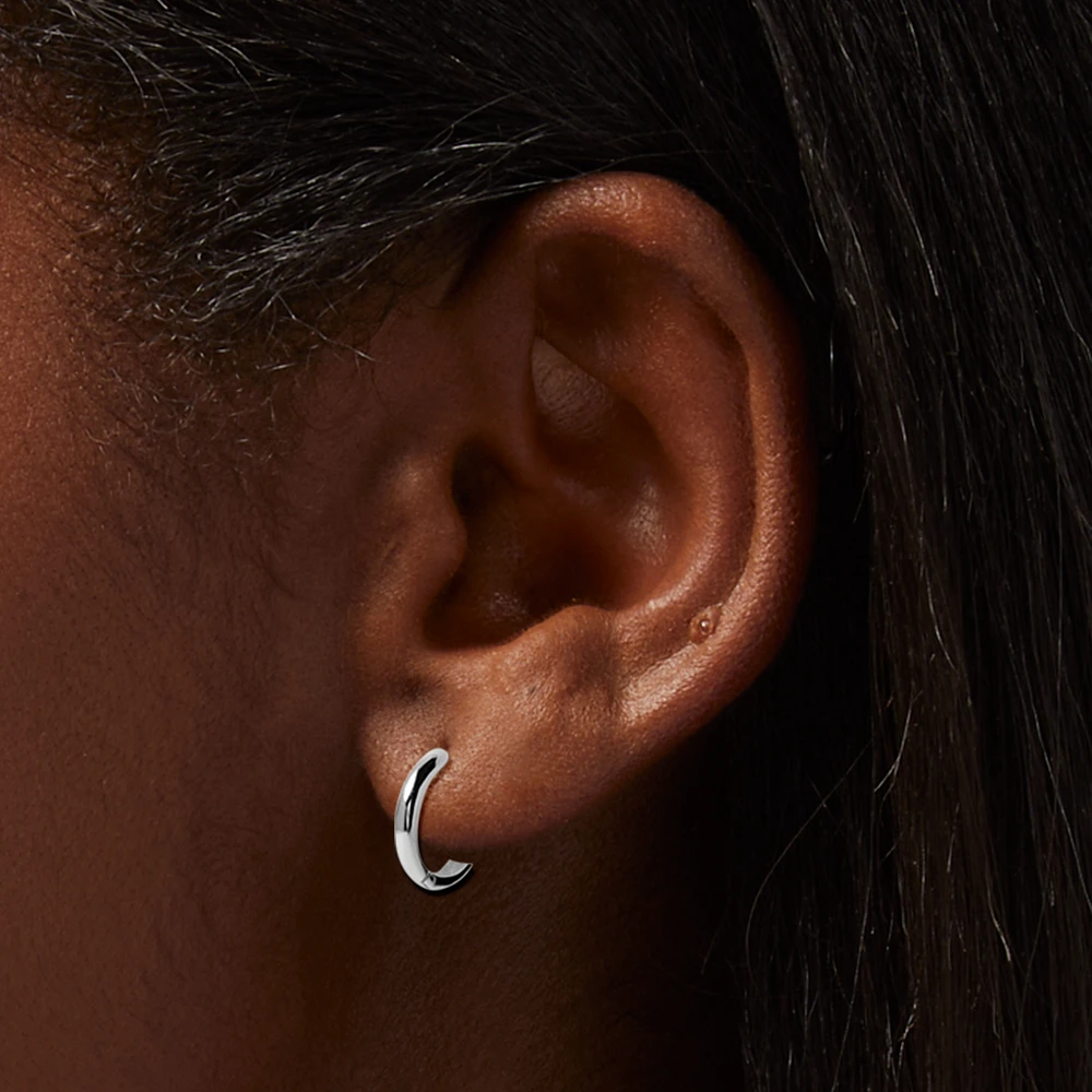 C LUXE by Claire's Sterling Silver Cubic Zirconia 2mm Round Stud & 8mm Clicker Hoop Earrings - 2 Pack