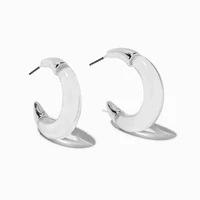 Clear Lucite Silver-tone Hoop Earrings