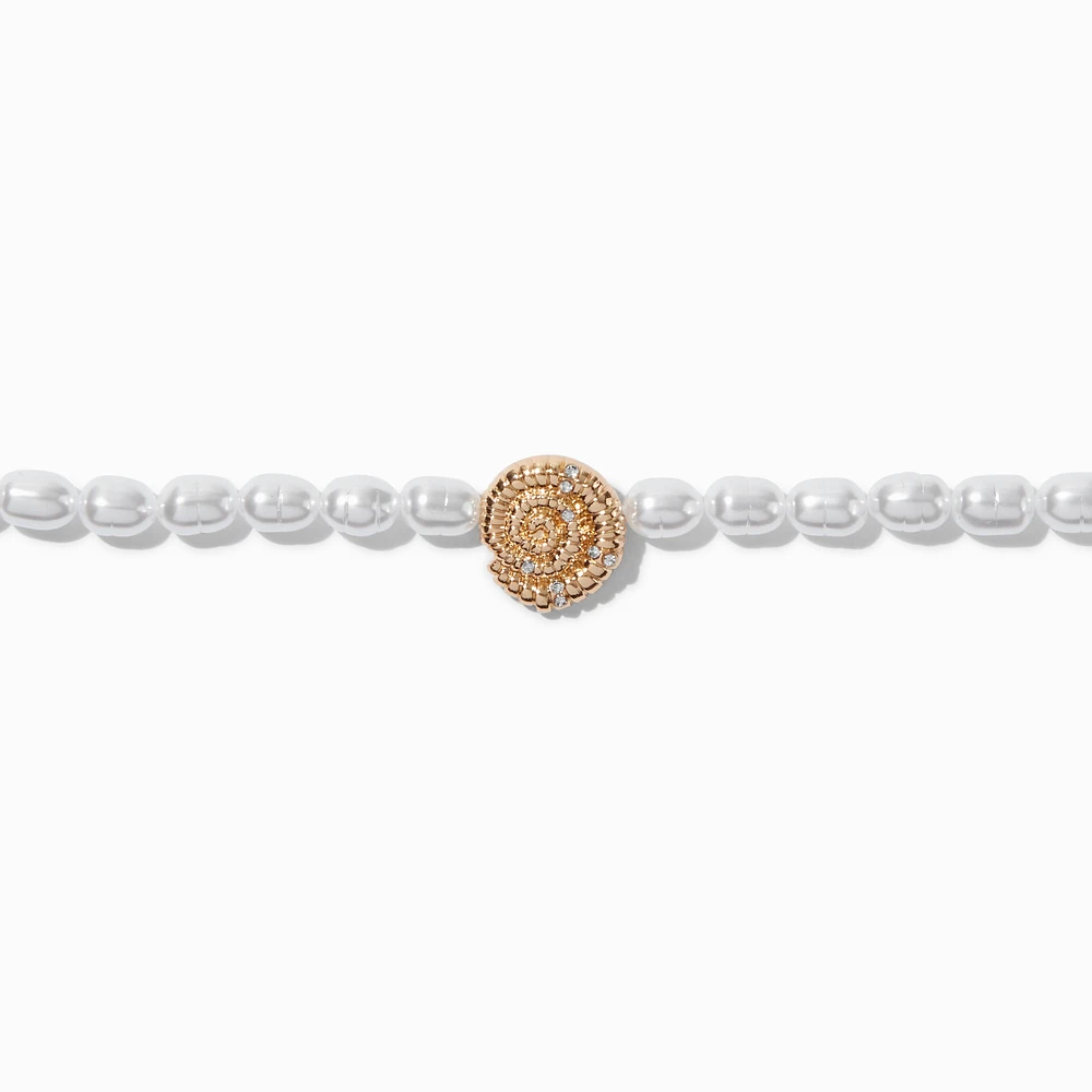 Pearl Conch Shell Pendant Choker Necklace