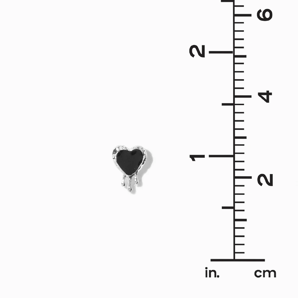 Black Drippy Heart Stud Earrings 