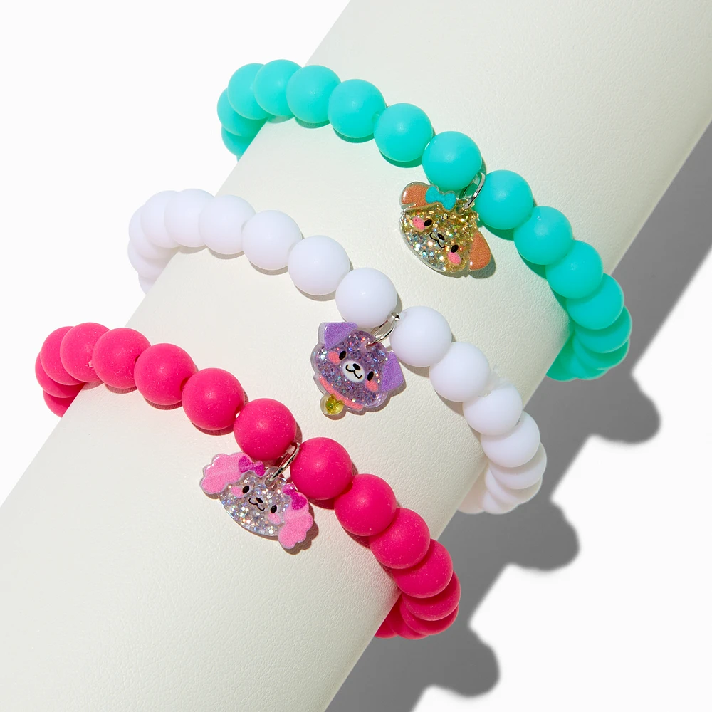 Claire's Club Dogs Matte Beaded Stretch Bracelets - 3 Pack