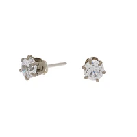 C LUXE by Claire's Silver-tone Titanium Cubic Zirconia 3mm Round Stud Earrings