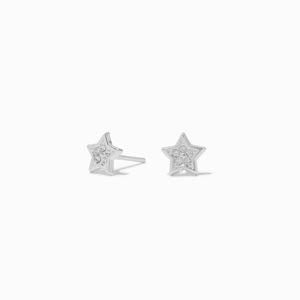 C LUXE by Claire's Sterling Silver Crystal Star Stud Earrings