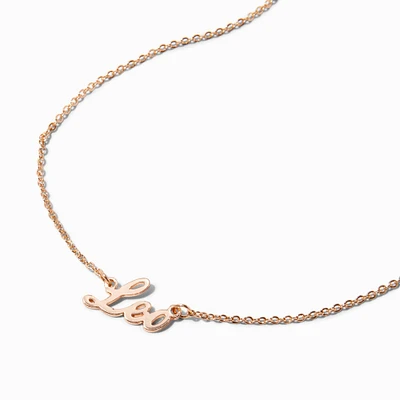 Gold-tone Script Zodiac Pendant Necklace - Leo