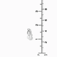 Silver-tone Pearl 0.5" Clip-On Drop Earrings 