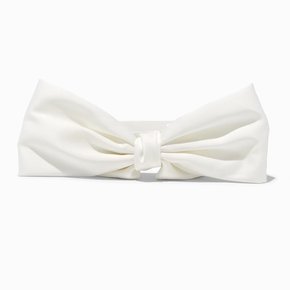 White Silky Knotted Bow Headband