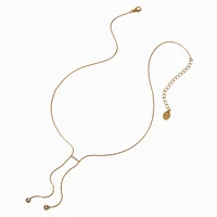 Gold-tone Bezel Cubic Zirconia Y-Neck Necklace 