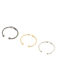 Mixed Metal Stainless Steel Barred Faux Nose Rings - 3 Pack