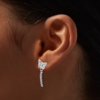 Silver-tone Crystal Pavé Butterfly Micro Drop Earrings