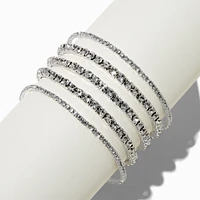 Silver-tone Rhinestone Stretch Bracelets