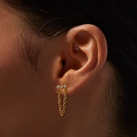 C LUXE by Claire's 18kt Gold Plated Cubic Zirconia Mini Chain Drop Earrings