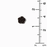 Black Carved Rose Stud Earrings