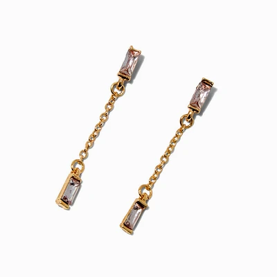 Gold-tone Baguette Chain Linear Drop Earrings