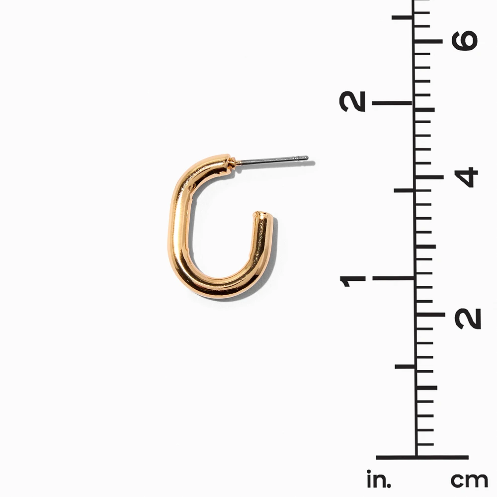 Gold-tone 20mm Half Tube Square Oval Hoop Earrings