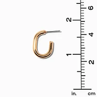 Gold-tone 20mm Half Tube Square Oval Hoop Earrings