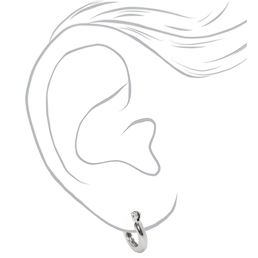 Silver-tone 10mm Tube Hoop Earrings