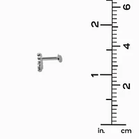 Silver-tone Stainless Steel Crystal Curve 16G Threadless Cartilage Earring