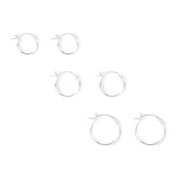 C LUXE by Claire's Sterling Silver Graduated Hinge Hoop Earrings - 3 Pack