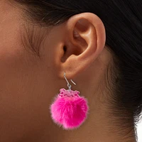 Pink Axolotl Pom Pom 1.5" Drop Earrings