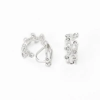 Silver-tone 10mm Crystal Leaf Clip-On Earrings
