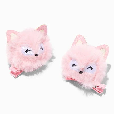 Claire's Club Fox Pom Pom Hair Clips - 2 Pack